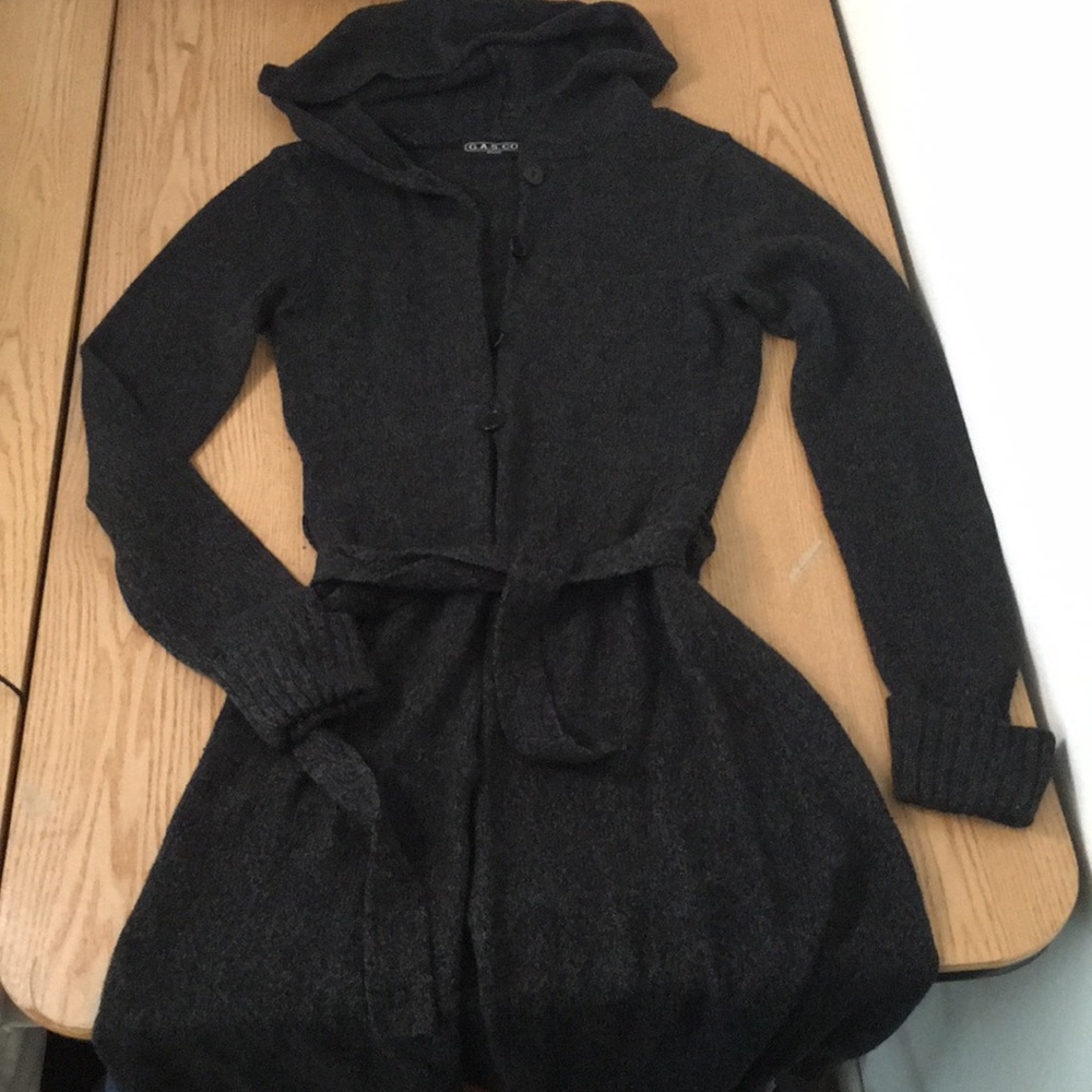 New Women’s Gas Co. Cardigan Hoodie Sweater Charcoal Dark Gray Size Small